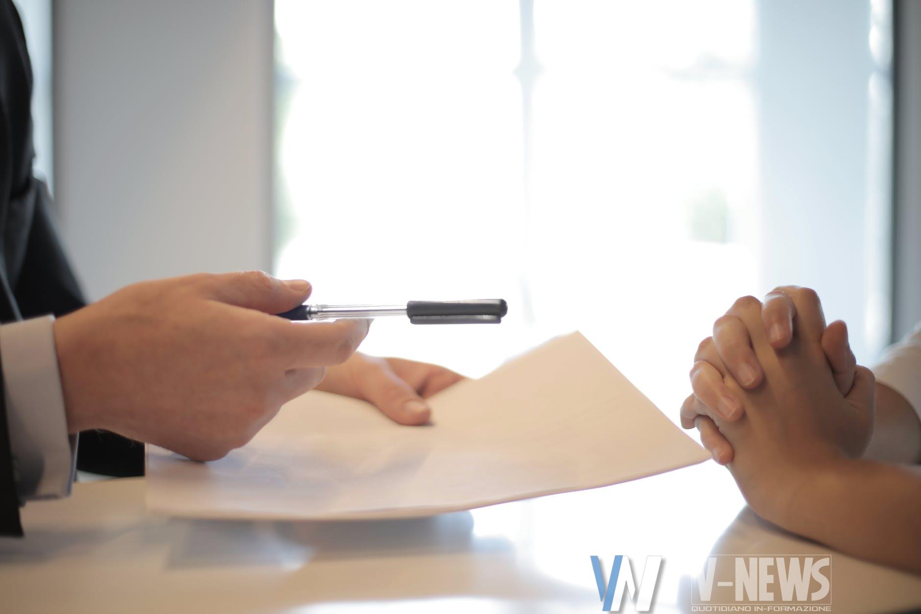 crop businessman giving contract to woman to sign