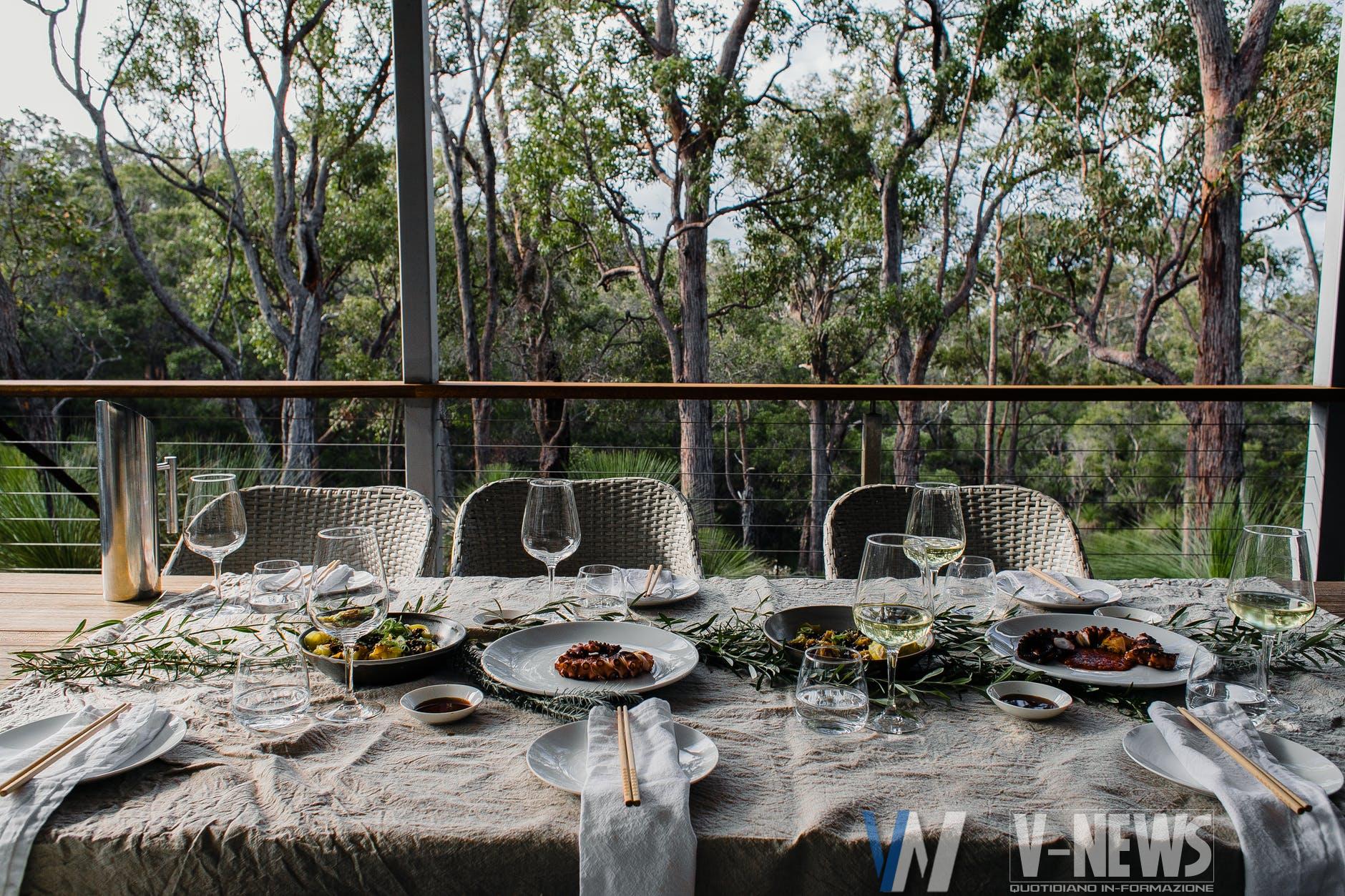 table served for guests on terrace